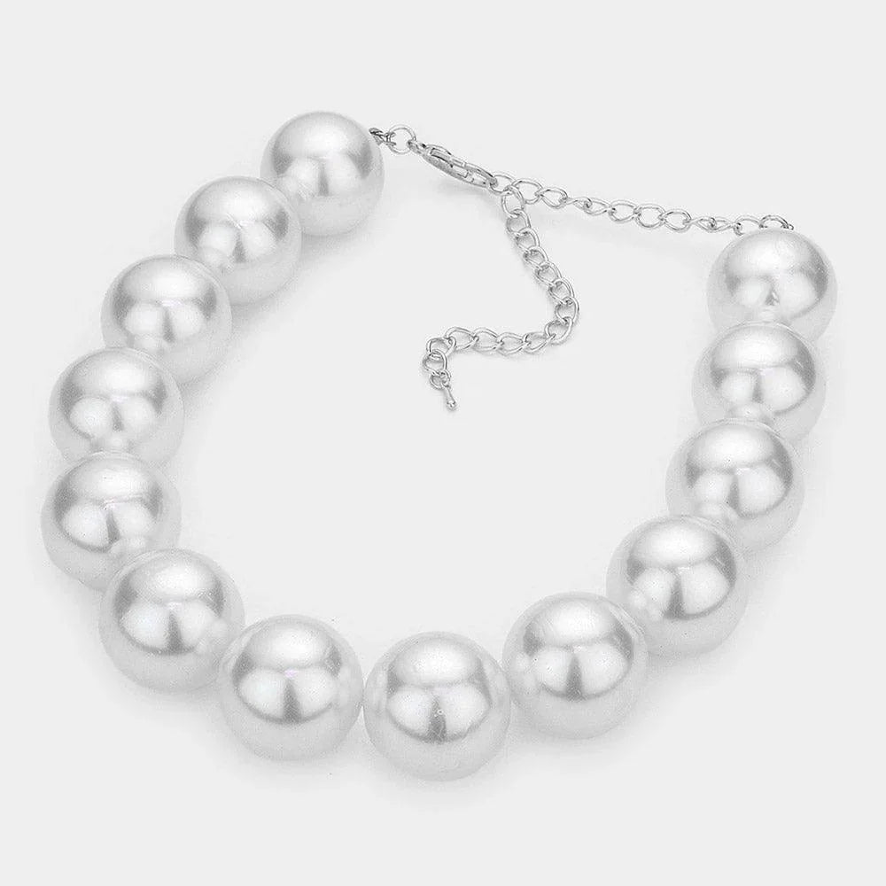 White Chunky Pearl Ball Necklace - Jewelry Store by Erik Rayo