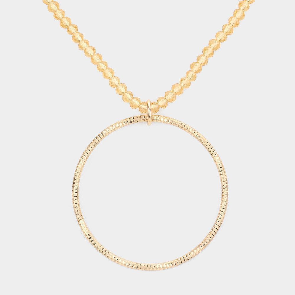 Open Metal Circle Pendant Faceted Beaded Necklace - Jewelry Store by Erik Rayo