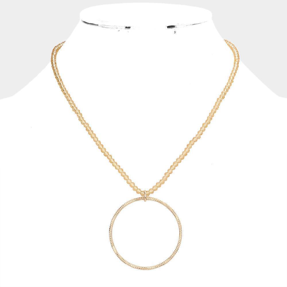 Open Metal Circle Pendant Faceted Beaded Necklace - Jewelry Store by Erik Rayo