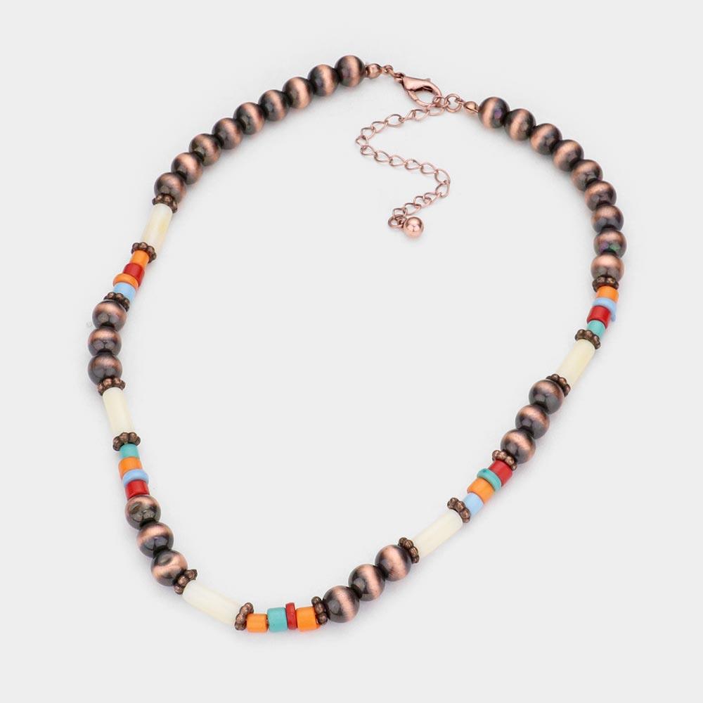 Burnished Metal Ball Beaded Necklace - Jewelry Store by Erik Rayo