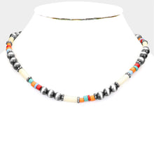 Load image into Gallery viewer, Silver Burnished Metal Ball Beaded Necklace
