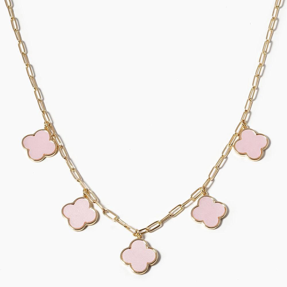 Pink Gold Dipped Quatrefoil Pendant Station Necklace - Jewelry Store by Erik Rayo