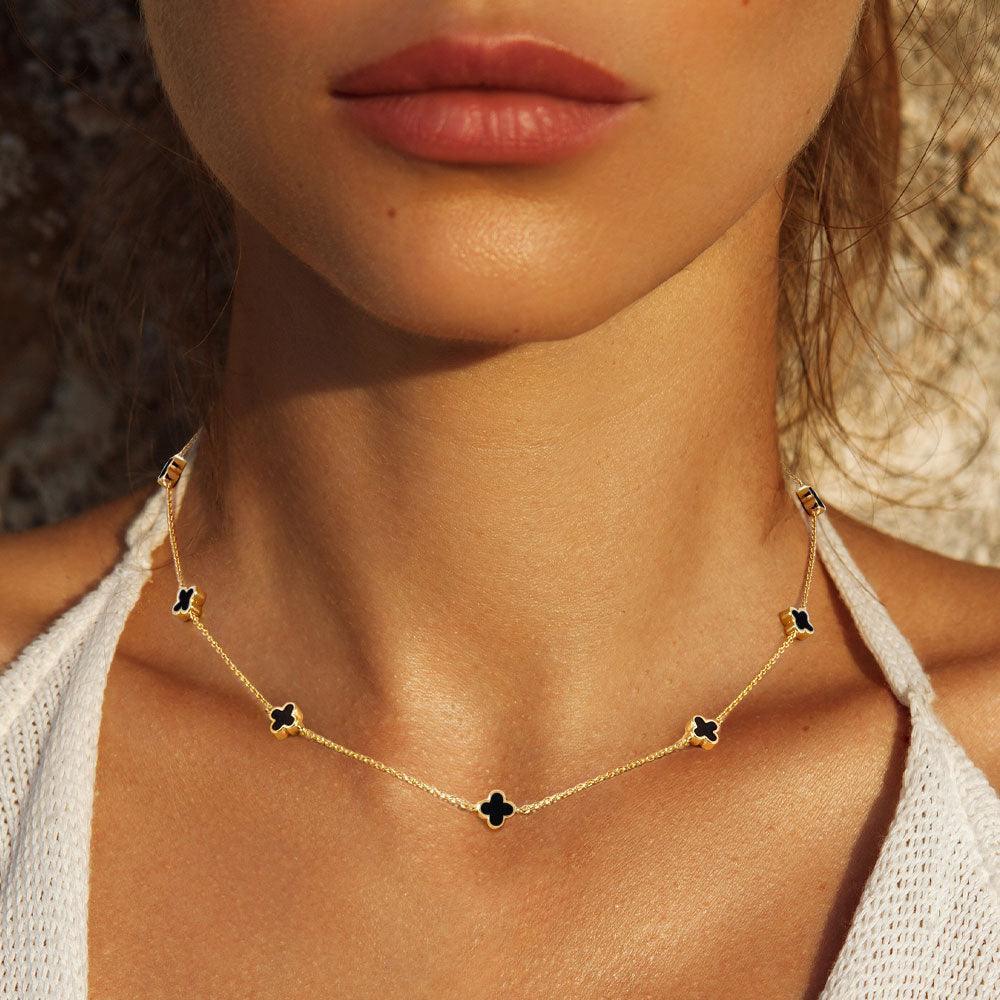 Gold Gold Dipped Quatrefoil Station Necklace - Jewelry Store by Erik Rayo