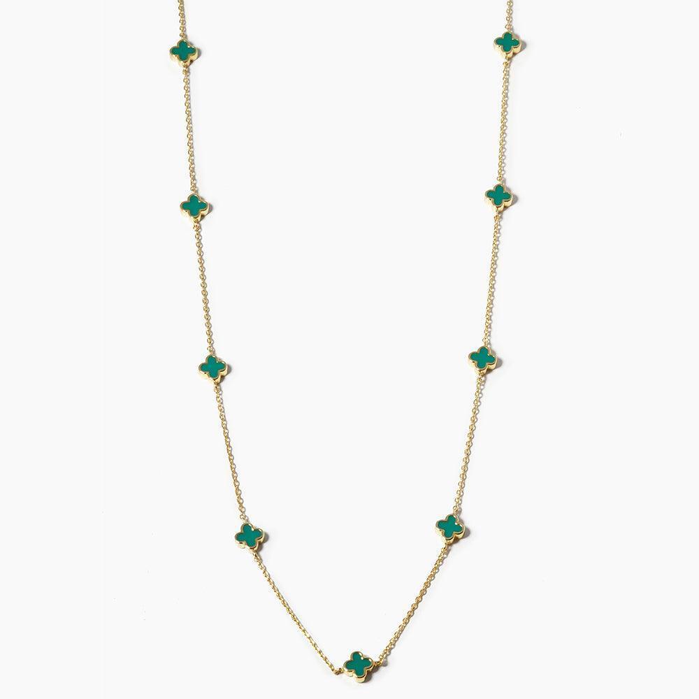 Green Gold Dipped Quatrefoil Station Necklace - Jewelry Store by Erik Rayo