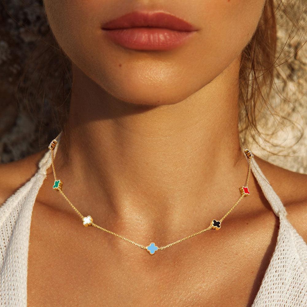 Gold Gold Dipped Quatrefoil Station Necklace - Jewelry Store by Erik Rayo