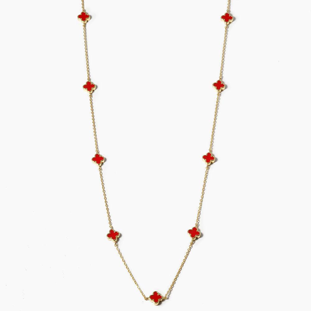 Red Gold Dipped Quatrefoil Station Necklace - Jewelry Store by Erik Rayo