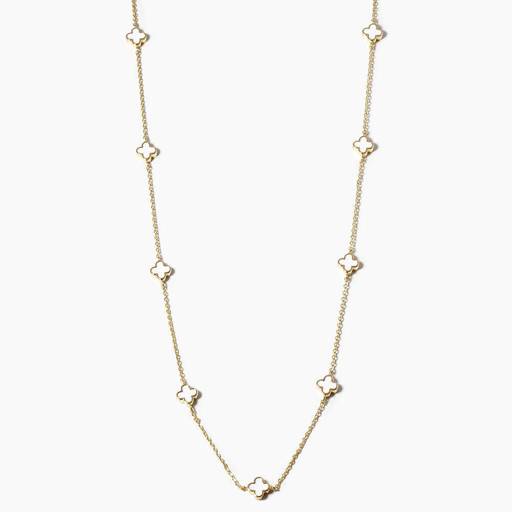 White Gold Dipped Quatrefoil Station Necklace - Jewelry Store by Erik Rayo