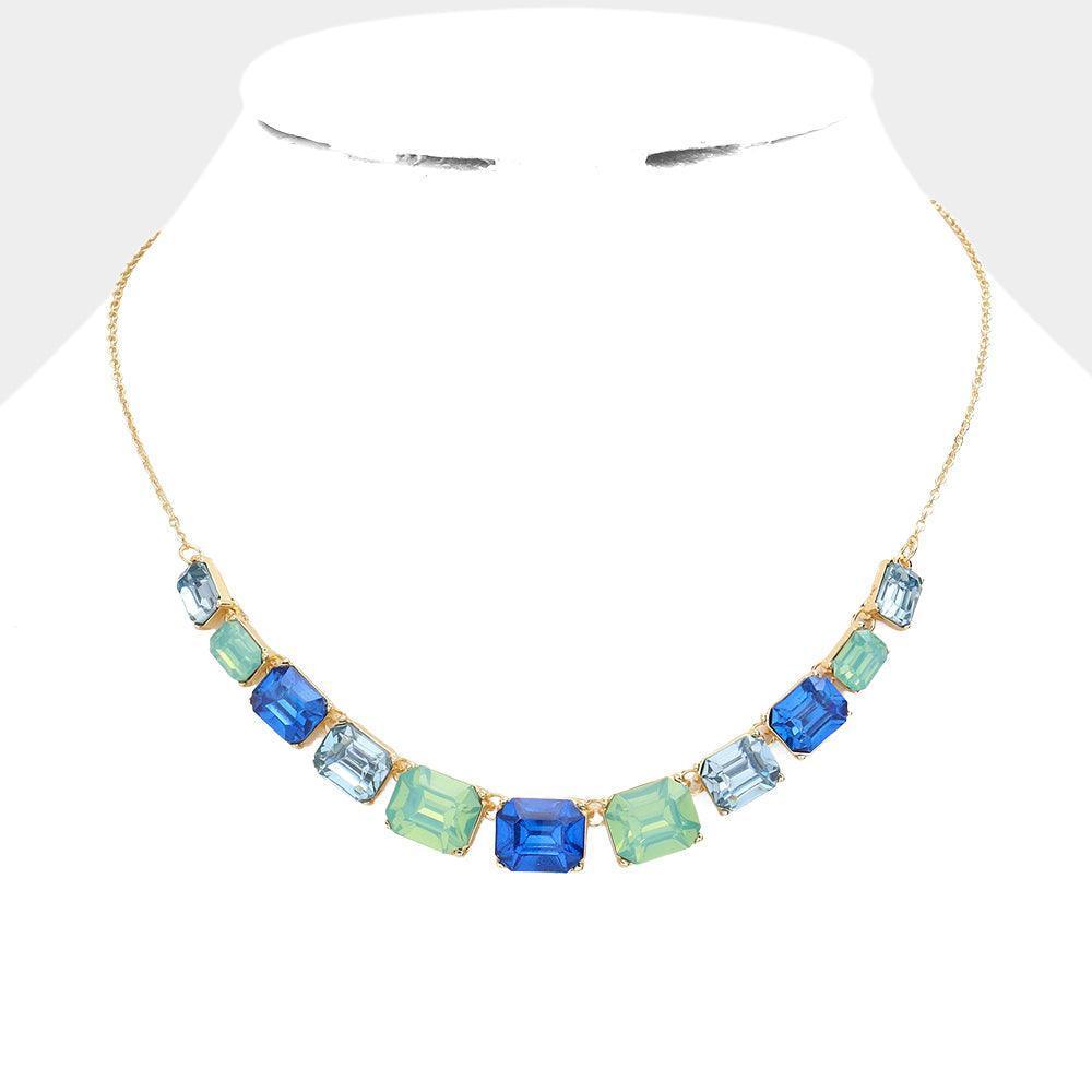 Turquoise Emerald Cut Stone Link Necklace - Jewelry Store by Erik Rayo