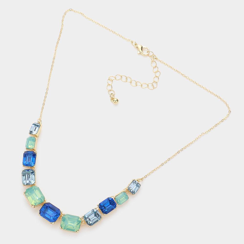 Turquoise Emerald Cut Stone Link Necklace - Jewelry Store by Erik Rayo