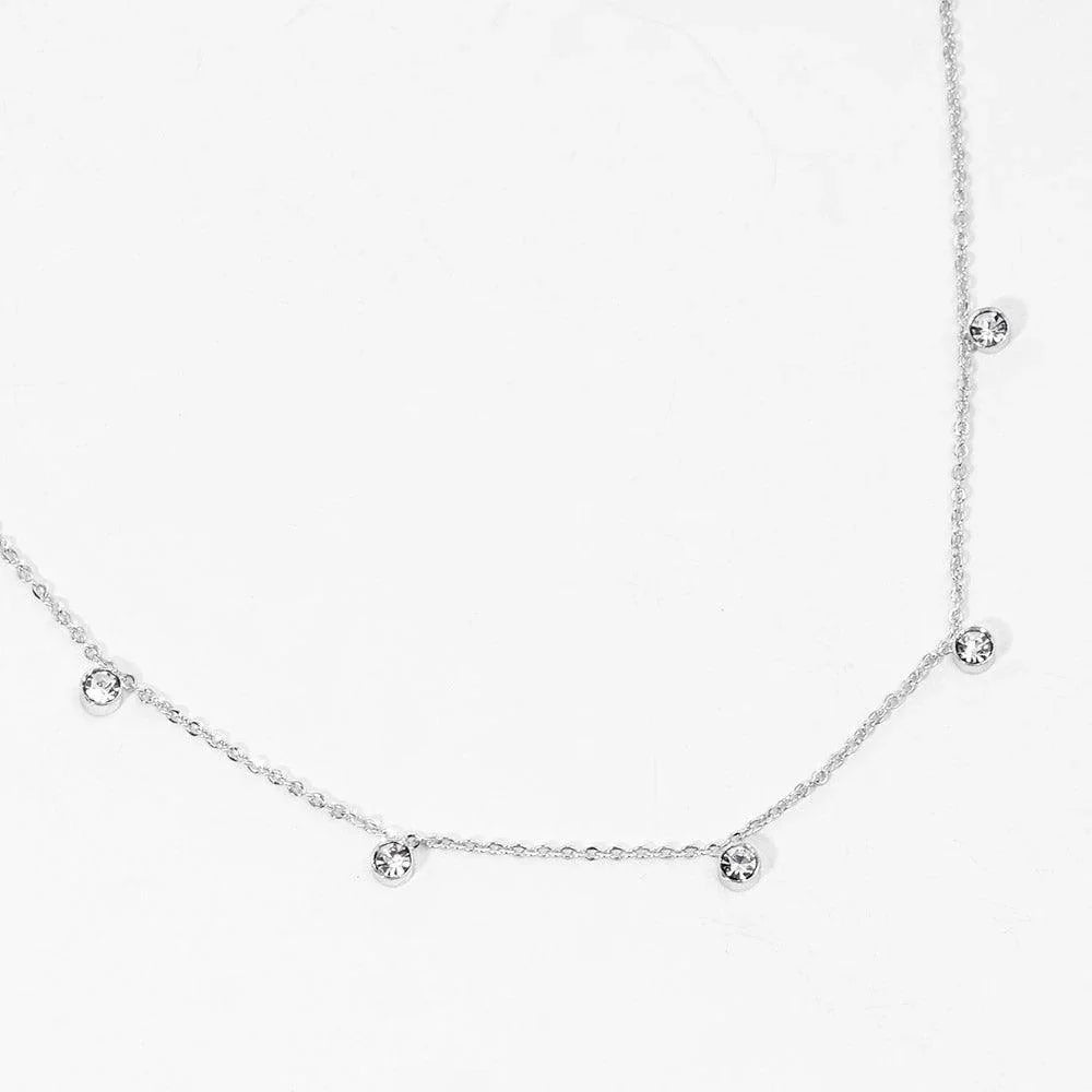 Gold White Gold Dipped Round Stone Station Necklace - Jewelry Store by Erik Rayo