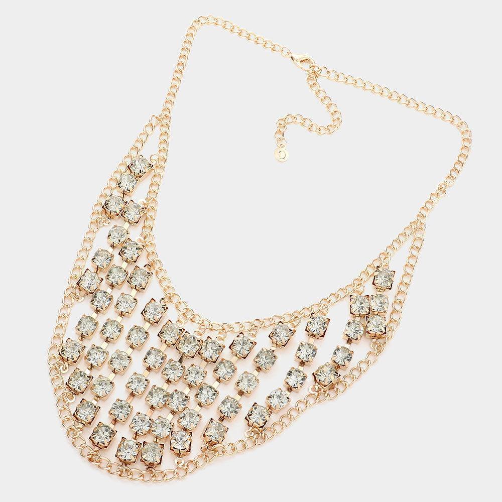 Gold Round Stone Cluster Bib Necklace - Jewelry Store by Erik Rayo