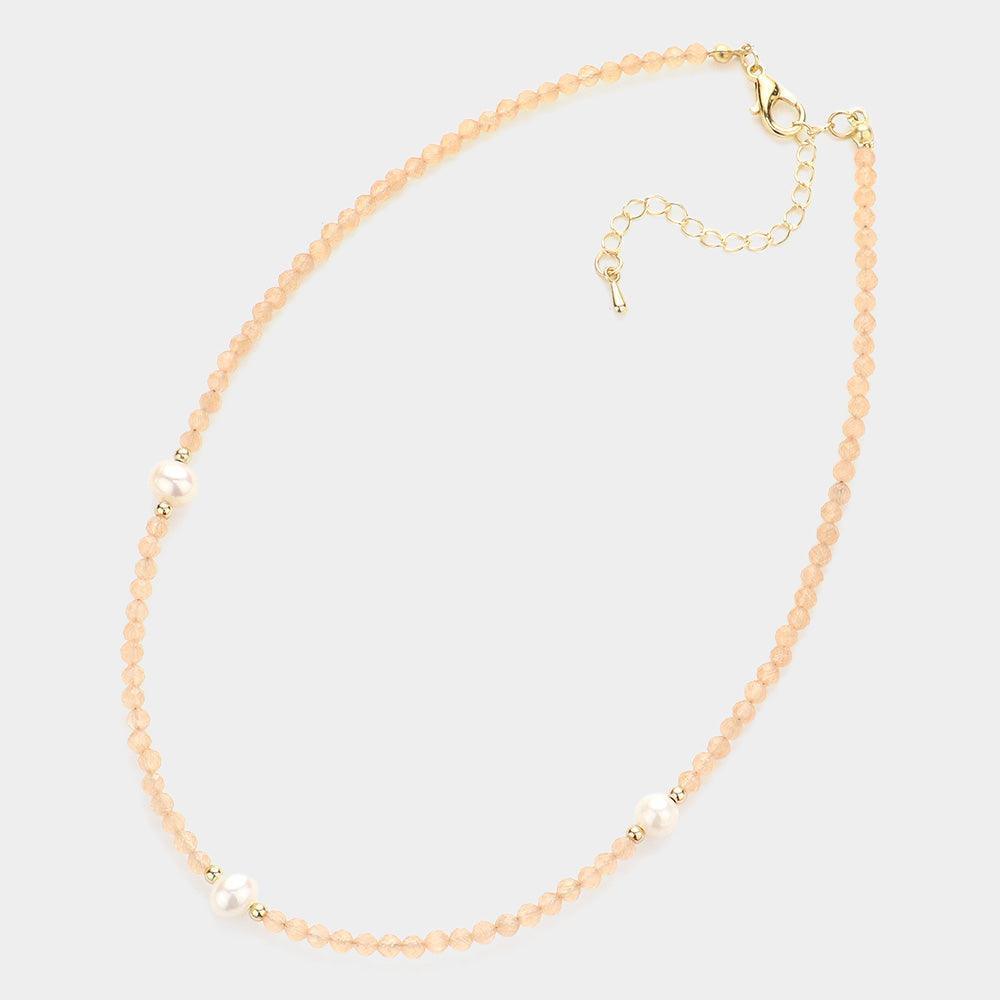 Brown Pearl Accented Faceted Beaded Necklace - Jewelry Store by Erik Rayo