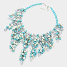 Load image into Gallery viewer, Turquoise Turquoise Pearl Bubble Fringe Bib Necklace
