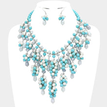 Load image into Gallery viewer, Turquoise Turquoise Pearl Bubble Fringe Bib Necklace
