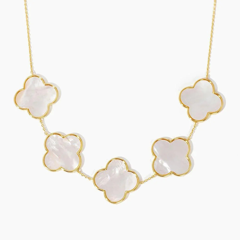 Gold Gold Dipped Mother of Pearl Quatrefoil Station Necklace - Jewelry Store by Erik Rayo