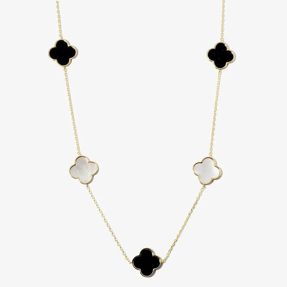White Gold Dipped Quatrefoil Station Necklace - Jewelry Store by Erik Rayo