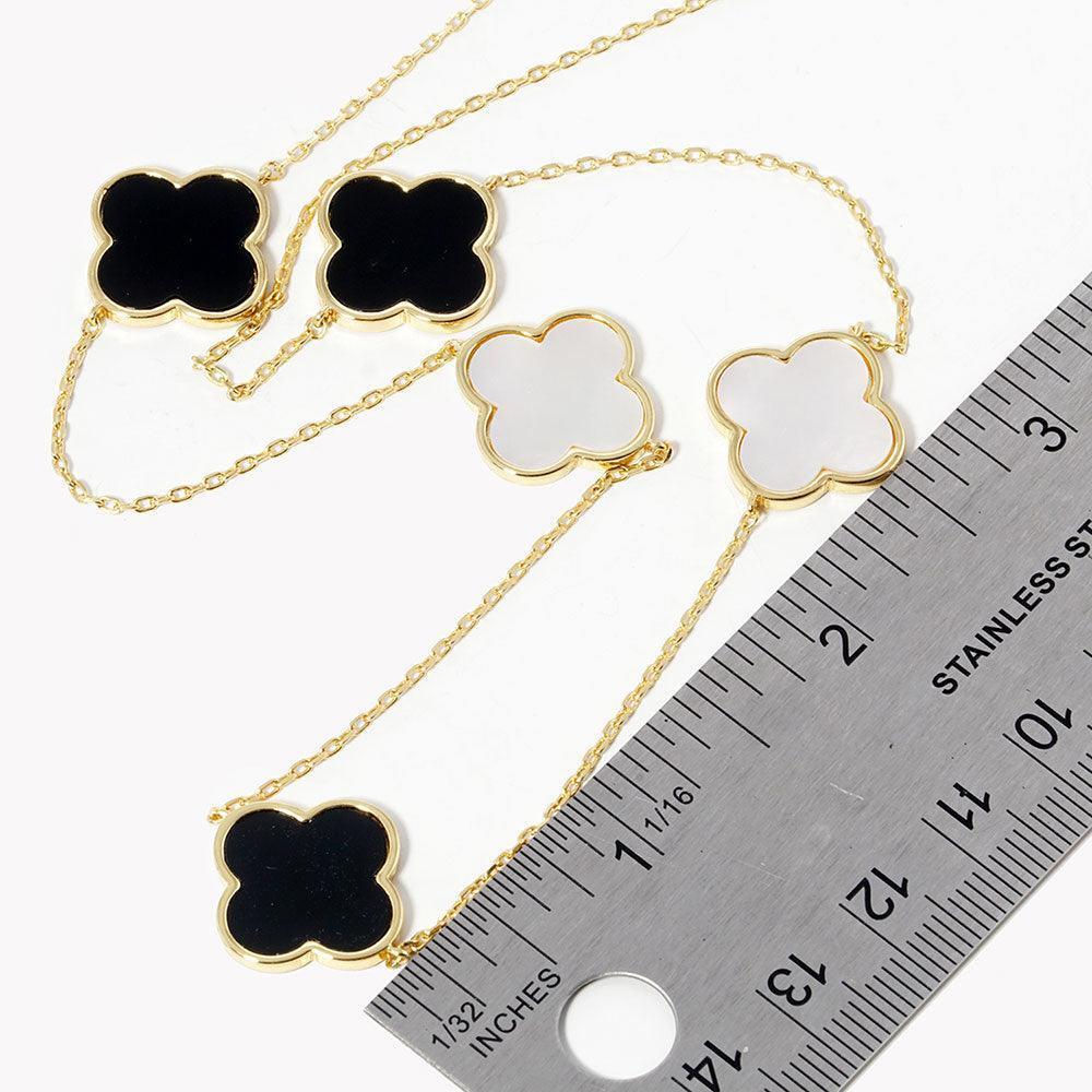 White Gold Dipped Quatrefoil Station Necklace - Jewelry Store by Erik Rayo