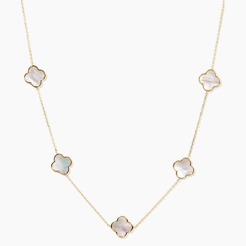 Gold Gold Dipped Mother of Pearl Quatrefoil Station Necklace - Jewelry Store by Erik Rayo
