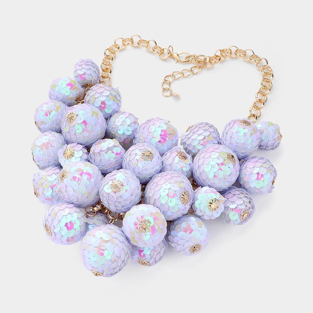 Gold Sequin Ball Statement Necklace - Jewelry Store by Erik Rayo