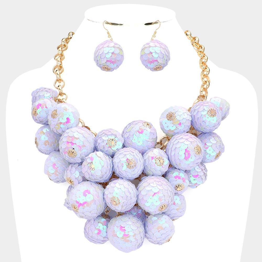 Gold Sequin Ball Statement Necklace - Jewelry Store by Erik Rayo