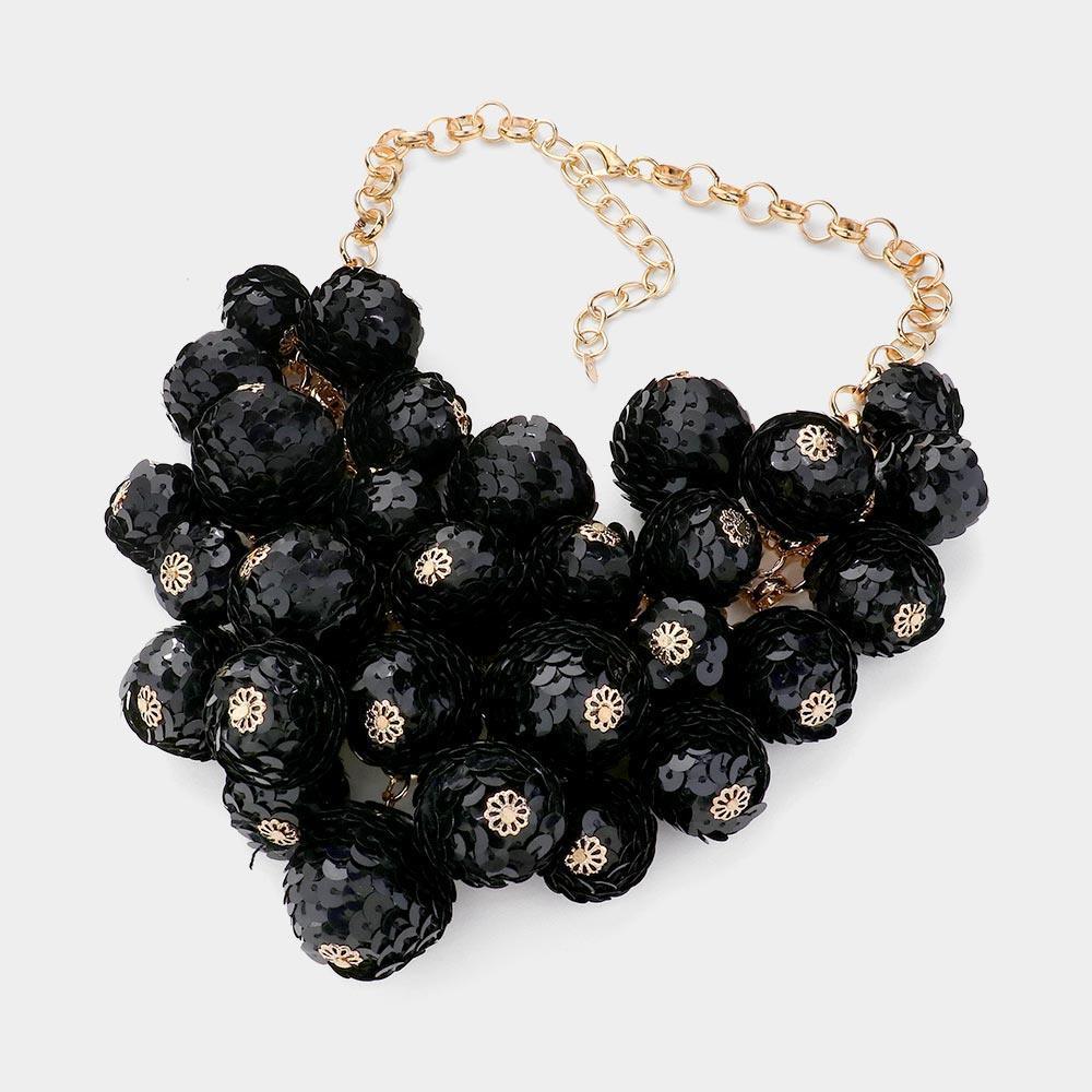 Black Sequin Ball Statement Necklace - Jewelry Store by Erik Rayo