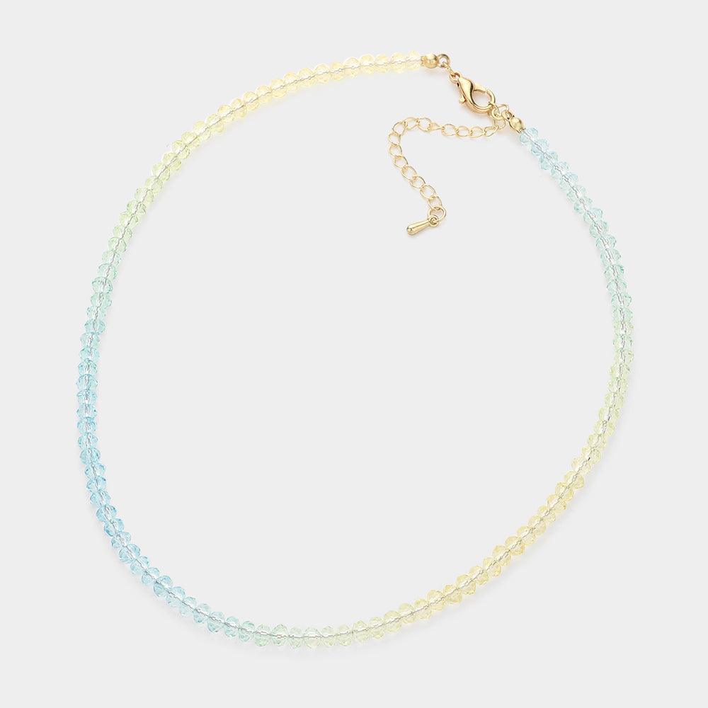Blue Ombre Faceted Beaded Necklace - Jewelry Store by Erik Rayo