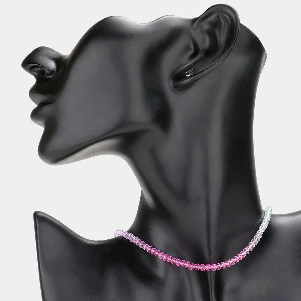 Red Ombre Faceted Beaded Necklace - Jewelry Store by Erik Rayo