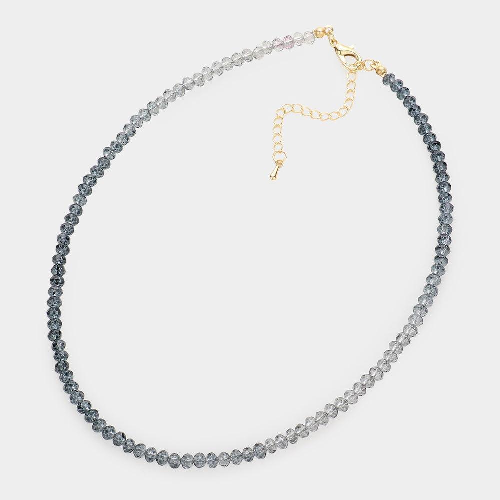 Silver Ombre Faceted Beaded Necklace - Jewelry Store by Erik Rayo