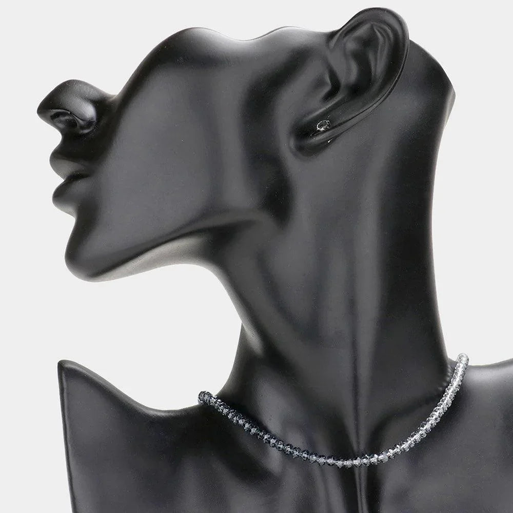 Silver Ombre Faceted Beaded Necklace - Jewelry Store by Erik Rayo