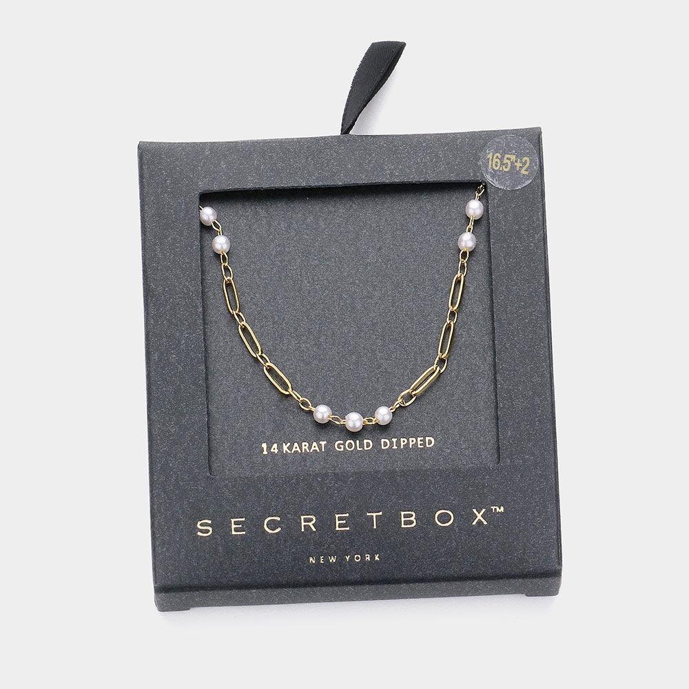 14K Gold Dipped Pearl Paper Clip Chain Necklace - Jewelry Store by Erik Rayo