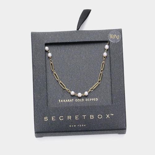 14K Gold Dipped Pearl Paper Clip Chain Necklace - Jewelry Store by Erik Rayo