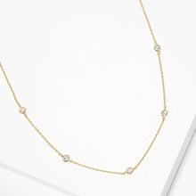 Load image into Gallery viewer, Gold Gold Dipped Brass Metal Round CZ Station Necklace

