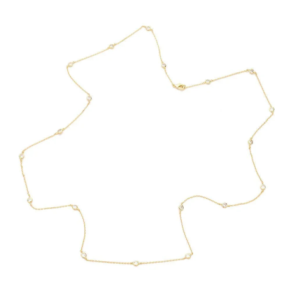 Gold Gold Dipped Brass Metal Round CZ Station Necklace - Jewelry Store by Erik Rayo