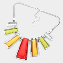 Load image into Gallery viewer, Silver Epoxy Bar Metal Chain Necklace
