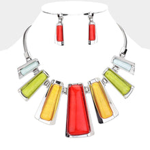 Load image into Gallery viewer, Silver Epoxy Bar Metal Chain Necklace
