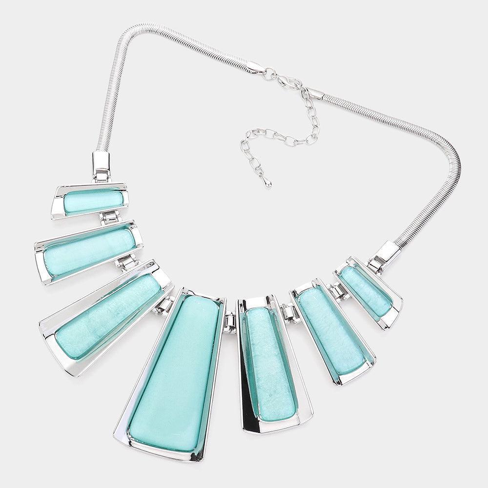 Turquoise Epoxy Bar Metal Chain Necklace - Jewelry Store by Erik Rayo