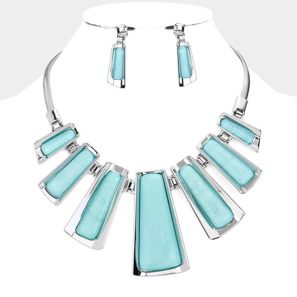 Turquoise Epoxy Bar Metal Chain Necklace - Jewelry Store by Erik Rayo