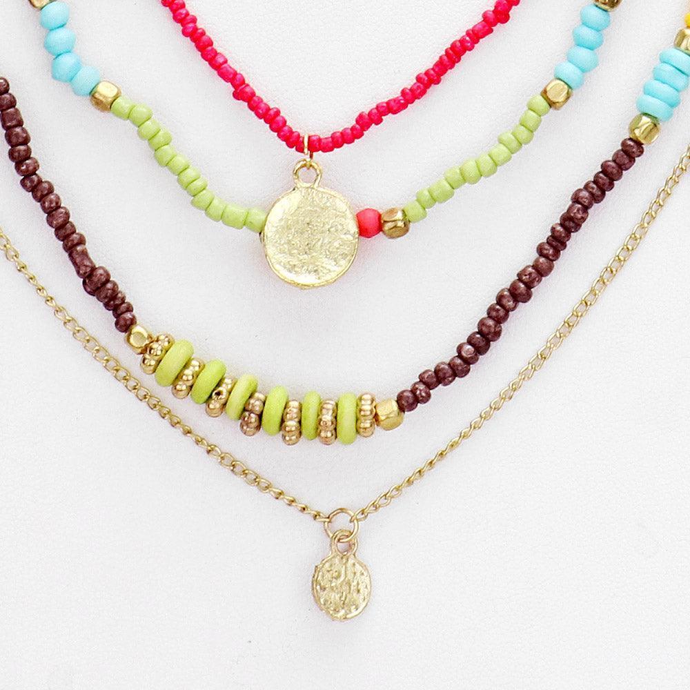 Gold Multi Bead Round Metal Layered Necklace - Jewelry Store by Erik Rayo