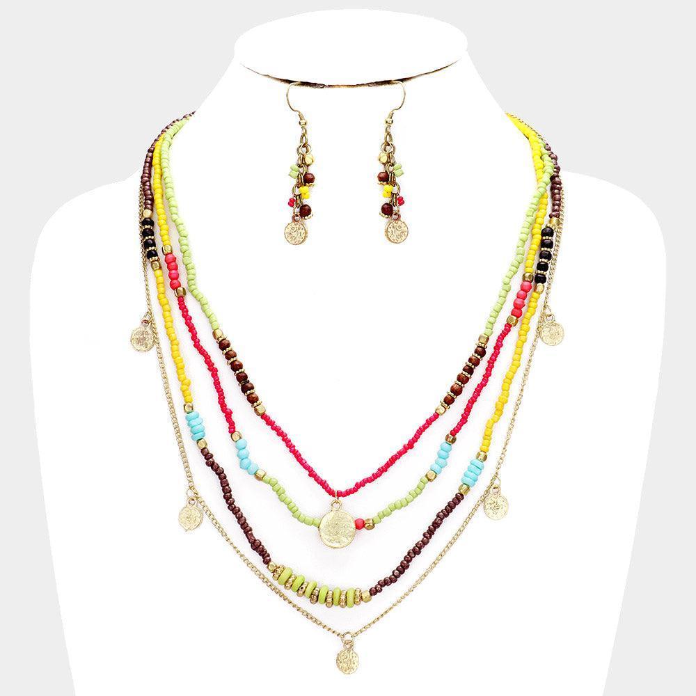 Gold Multi Bead Round Metal Layered Necklace - Jewelry Store by Erik Rayo