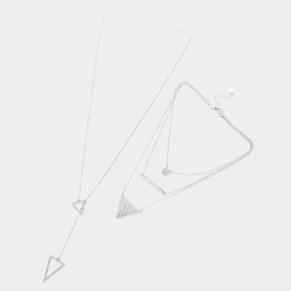 2 Piece Geometric Round Metal Bar Triangle Pendant Necklaces - Jewelry Store by Erik Rayo