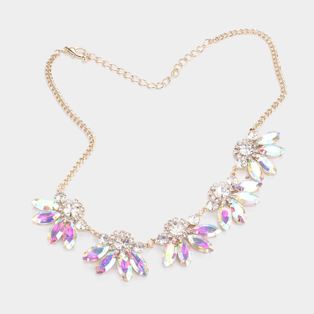 Gold Marquise Stone Detail Statement Necklace - Jewelry Store by Erik Rayo