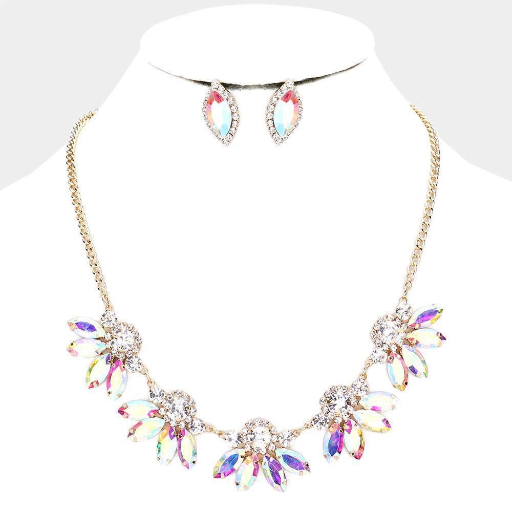 Gold Marquise Stone Detail Statement Necklace - Jewelry Store by Erik Rayo