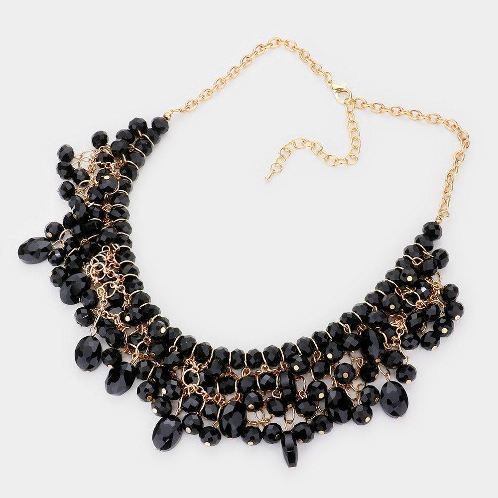 Black Clear Faceted Beaded Collar Necklace - Jewelry Store by Erik Rayo