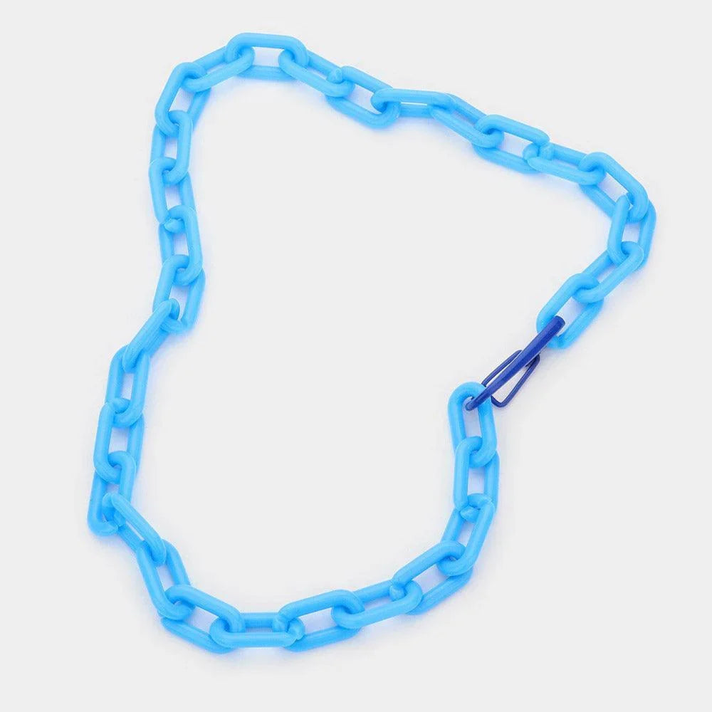 Turquoise Resin Open Oval Link Necklace - Jewelry Store by Erik Rayo