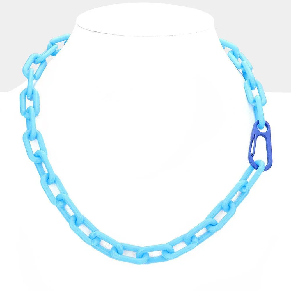 Turquoise Resin Open Oval Link Necklace