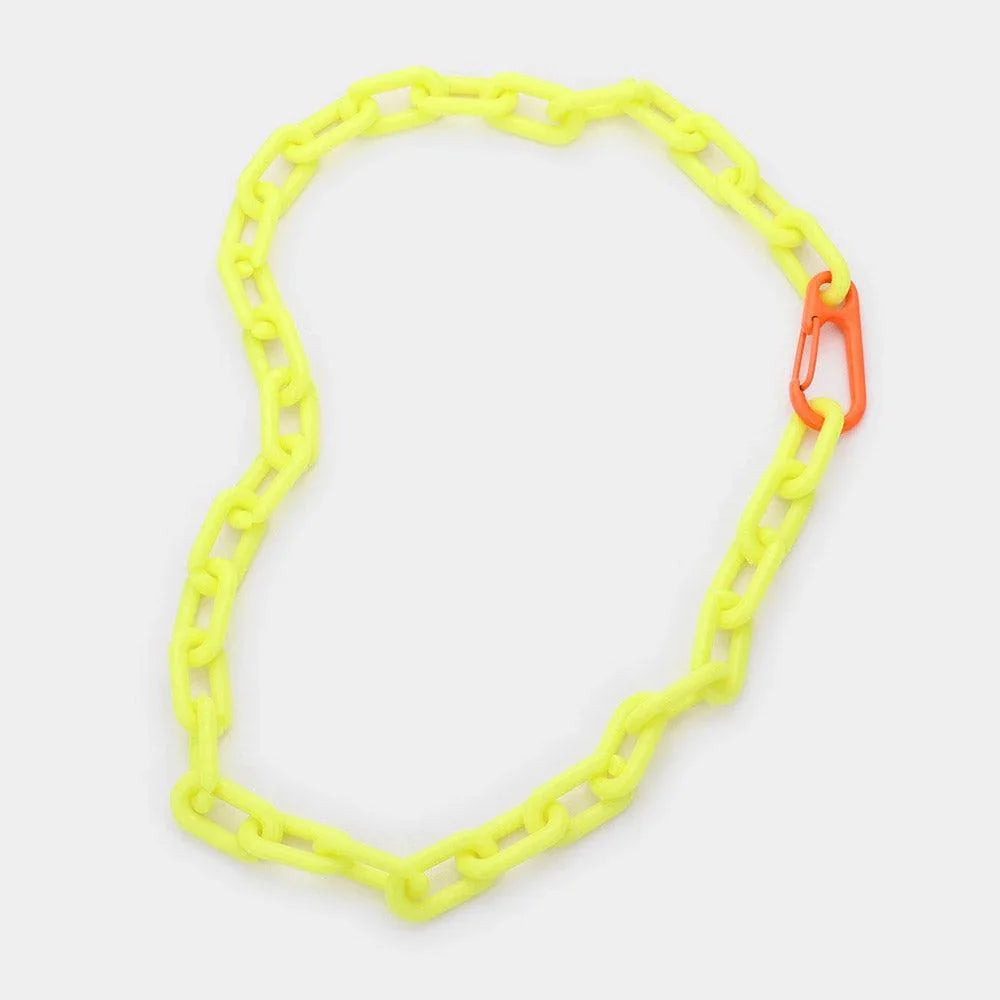 Yellow Resin Open Oval Link Necklace - Jewelry Store by Erik Rayo