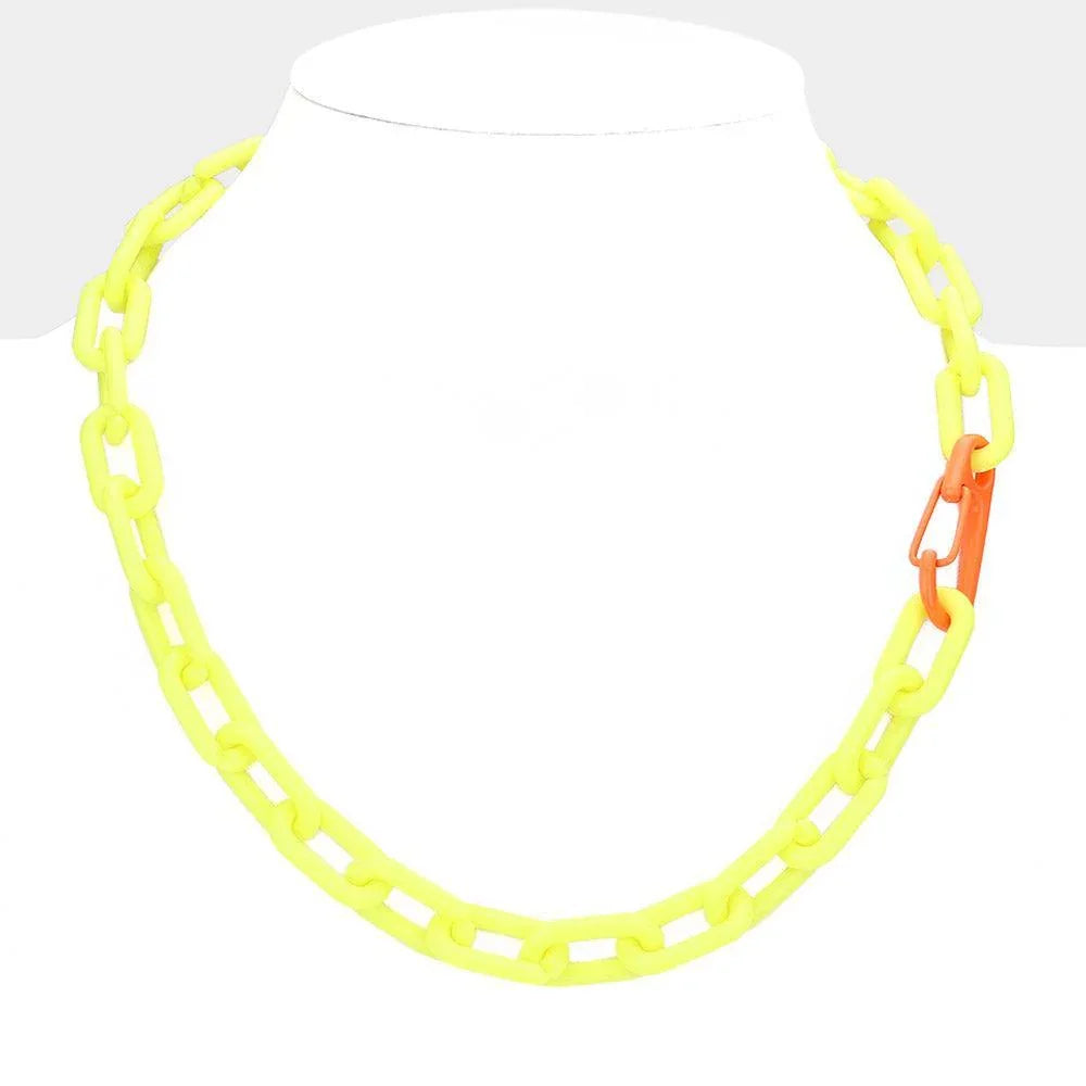 Yellow Resin Open Oval Link Necklace - Jewelry Store by Erik Rayo