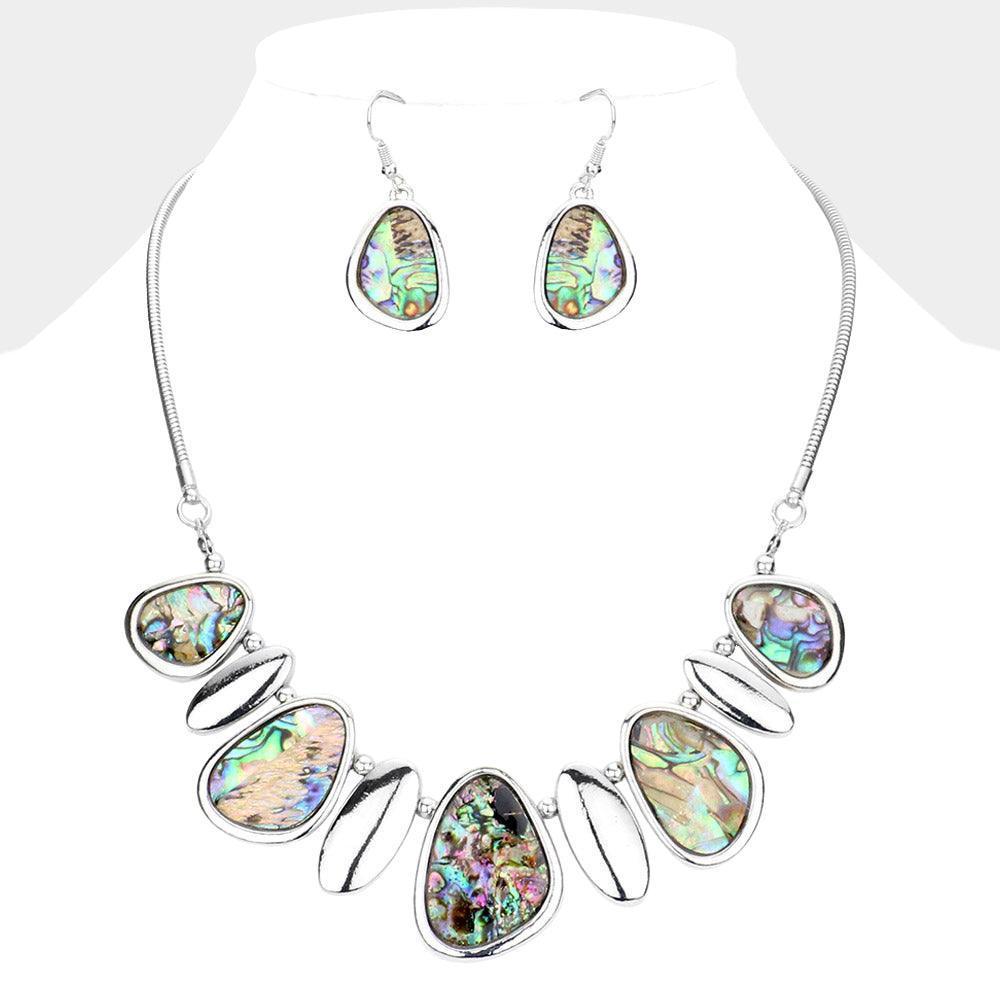 Abalone Accented Abstract Metal Necklace - Jewelry Store by Erik Rayo