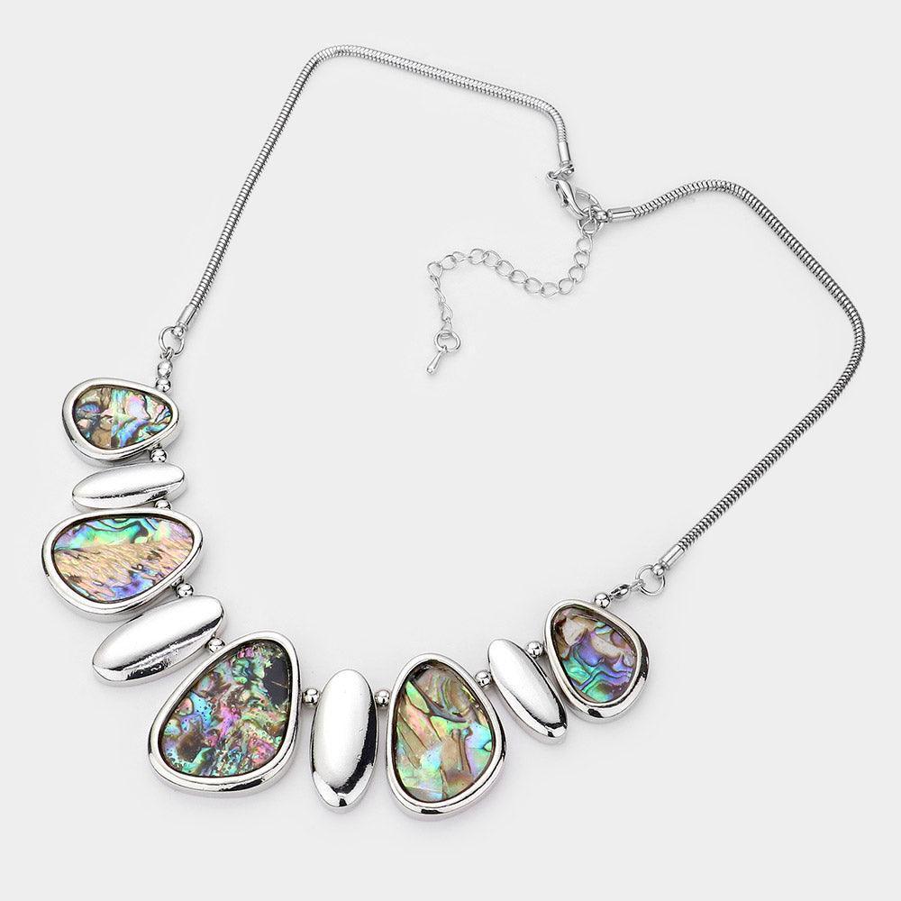 Abalone Accented Abstract Metal Necklace - Jewelry Store by Erik Rayo