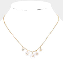 Load image into Gallery viewer, White Stone Embellished Flower Necklace
